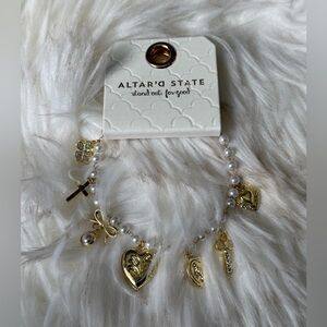 Altar'd State Gold and White Charm Bracelet